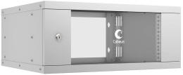 Cabeus WSC-05D-4U55/45 Шкаф телекоммуникационный настенный 19" 4U, серия LIGHT разборный, дверь стекло, цвет серый