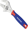 Ключ разводной WorkPro WP272014 200мм (хром-ванадиевая сталь, 2-в-1: разводной ключ и клещи для водяных насосов, сверхширокое раскрытие губок: 38 мм, удобная ручка из двойного материала)
