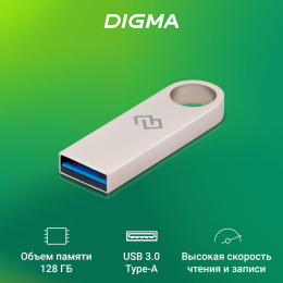Флешка USB Digma DRIVE3 128ГБ, USB3.0, серебристый [dgful128a30sr]