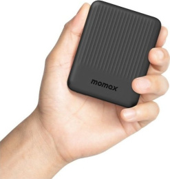 Внешний аккумулятор Momax IP122 Q.Mag Minimal 5000mAh Черный IP122D магнитный, функция быстрой зарядки, индикатор заряда, 2хUSB Type-C, совместимость: устройства Apple iOS iPhone 12–16 серий, Apple