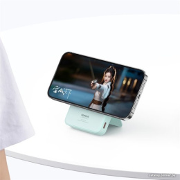 Портативное зарядное устройство Baseus P10064101333-00 MagPro Magnetic Bracket Wireless Fast-Charging 5000mAh 20W Peppermint Blue; с кабелем Type-C to Type-C 30cm White