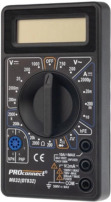 Мультиметр PROconnect M832 DT832 цифровой черный 13-3012