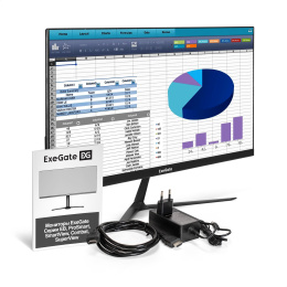 Монитор с аудио 24.5" ExeGate SmartView EH1500TA (IPS LED Grade A+, FHD, 1920x1080@75Гц, 16:9, 250cd/m2, 1000:1, 3-5ms, Speakers, audio-out, D-Sub, HDMI, DisplayPort, USB, кабель HDMI 1,5м, VESA, регулировка наклона (tilt), чёрный) EX300410RUS