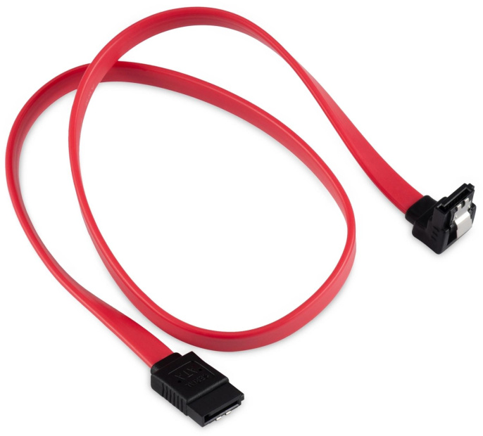 Кабель SATA Buro SATA прямой - SATA угловой , 0.5м, красный [bu-sata-sata-ang-lock]