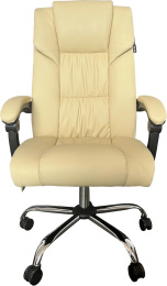 Кресло Cactus CS-CHR-OC04M-WT с вибромассажем, экокожа, до 120кг, слоновая кость