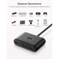 Хаб UGREEN CR113 20291 USB 3.0 Hub. Длина 1 м. Цвет: черный