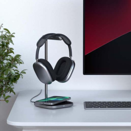 Подставка для наушников 2-в-1 с беспроводным зарядным устройством Satechi 2 in 1 Headphone Stand with Wireless Charger - Space Gray ST-UCHSMCM