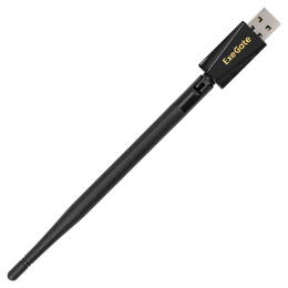 Сетевой адаптер Wi-Fi 4 ExeGate EDWA-137-N300-1 (Беспроводной USB адаптер, Wi-Fi N (b/g/n), чипсет Realtek8192, до 300 Мбит/с на 2,4 ГГц, внешняя 3dBi антенна, USB 2.0) EX299652RUS