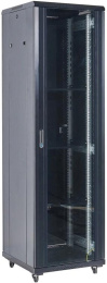 Шкаф коммутационный Rexant 04-2266-212 напольный 22U 600x600мм пер.дв.стекл металл 2 бок.пан. направл.под винты 800кг черный 50кг 230град. 1164мм IP20 сталь