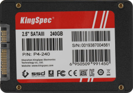 Накопитель SSD KINGSPEC 240Gb P4-240 (2.5", R/W 550/520MB/s, 50TBW, RTL) (P4-240)