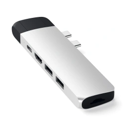 USB-хаб Satechi Aluminum Pro Hub with Ethernet & 4K HDMI для MacBook Air 2018-2020, MacBook Pro 2018-2020. Цвет серебряный. (ST-TCPHES)