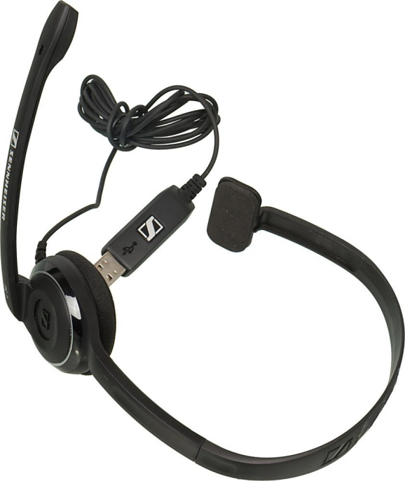 Наушники с микрофоном Sennheiser PC 7 черный 2м накладные USB оголовье 504196