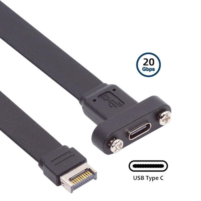 ORIENT C082E-20 Планка портов в корпус 1xUSB Type-C, USB3.2 Gen2x2, кабель Type-E 20Gbps, длина 30см, oem 33413