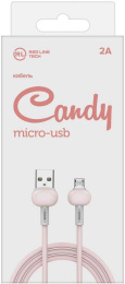Кабель Redline Candy, micro USB m - USB m , 1м, 2A, розовый [ут000021986]