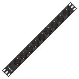 Блок розеток с кабелем с вилкой C14 ExeGate ServerPro PDU-19H906 Al-9S-C14-2.5CU (19", 1U, Алюминий, 9*EU/Тип F(Schuko), кабель с вилкой IEC 320 C14 VDE-250V-10A-3*1.0mm2, медь, 2.5 метра, индикатор питания, черный, RTL) EX280852RUS