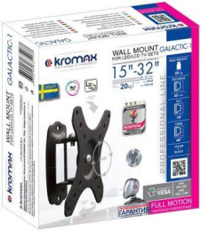 Кронштейн для телевизора Kromax GALACTIC-1 new, 15-32", настенный, поворот и наклон,  черный [24035]