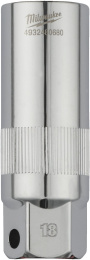 Головка торцевая свечная Milwaukee 4932480679 3/8"-14мм длина: 68мм, резиновый фиксатор, штампованные размеры, отверстие под штифт, зона с насечками