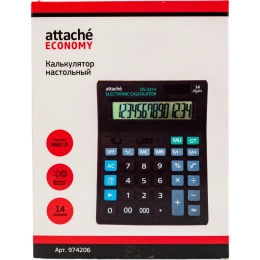 Полноразмерный настольный калькулятор Attache Economy 14 разрядов, чёрный 974206