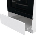 Плита Gorenje GECS5C60WPA, полезный объем 70 л, эргономичные переключатели, сенсорный программатор IconLED, эмаль SilverMatte, очистка паром, индикатор остаточного тепла для каждой конфорки, телескопические направляющие на 2-х уровнях, дверца CompactDo