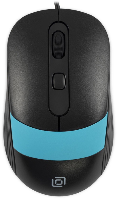 Мышь проводная Oklick 310M, оптическая, USB, 2400dpi, черный и синий [1869099]