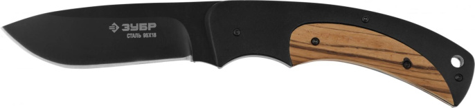 Нож Зубр Премиум Хантер 47740 стальной лезв.90мм черный/коричневый