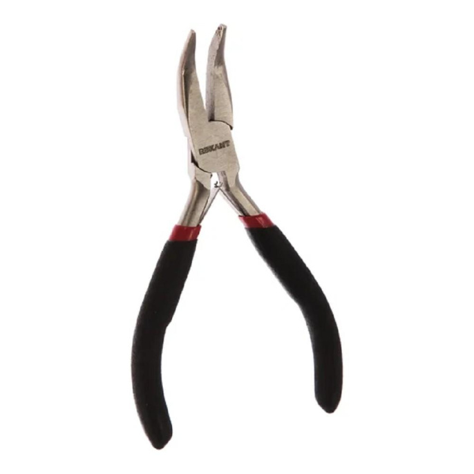 Rexant 12-4603 Тонкогубцы изогнутые мини 120 мм никелированные, авторазжим, обливные рукоятки