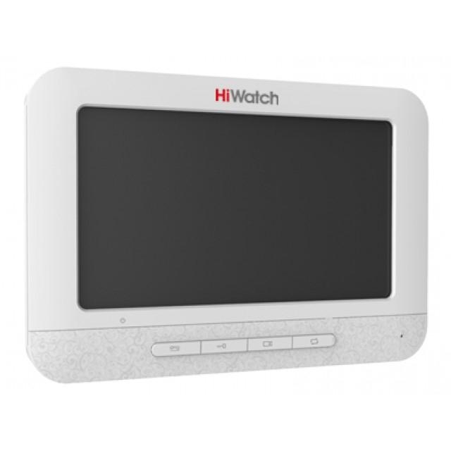 Видеодомофон HiWatch DS-D100M серебристый, монитор, до 2 вызывных панелей, экран 7", 800x480, громкая связь, кнопочное управление
