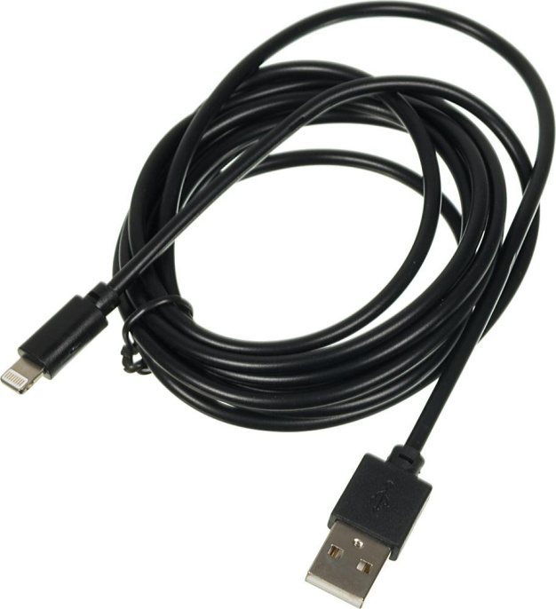 Кабель Digma Lightning m - USB m , 2м, 2A, черный [light-2m-blk]