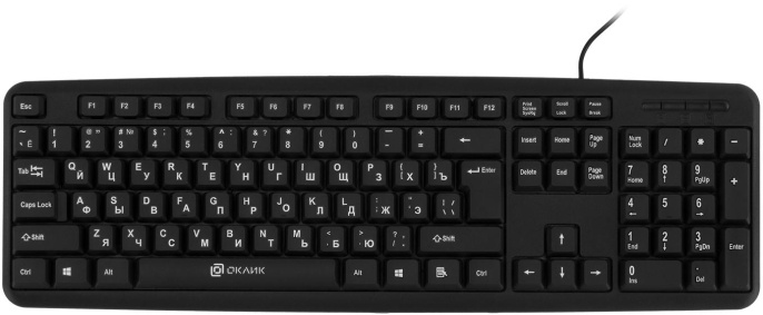 Клавиатура Оклик 180M черный USB (943626) кабель 1.6м