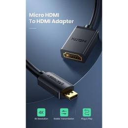 Кабель-адаптер UGREEN 20134 Micro HDMI Male to HDMI Female Adapter Cable. Длина 22 см. Цвет: черный