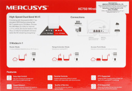 Wi-Fi роутер MERCUSYS MR20, Wi-Fi 5, AC750, 2.4/5ГГц, 2 LAN, белый