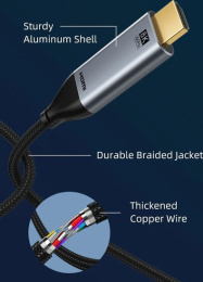 Кабель CABLETIME CC14L (CT-CMHD8K-AG2) 2 м, USB TYPE C - HDMI 8K/60 Гц