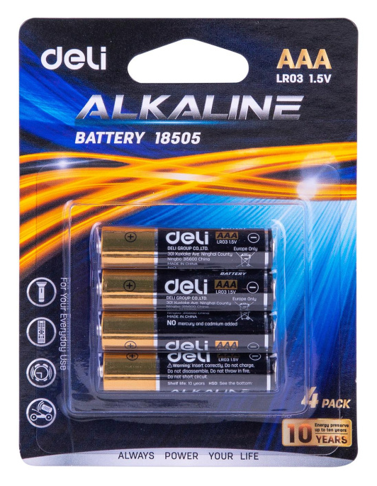 Батарея Deli E18505 AAA 4шт блистер
