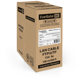 Кабель ExeGate UTP4-C5e-CCA-S26-IN-PVC-GY-100 UTP 4 пары кат.5e CCA, 0.41мм (26AWG), 100м, серый, PVC EX281818RUS