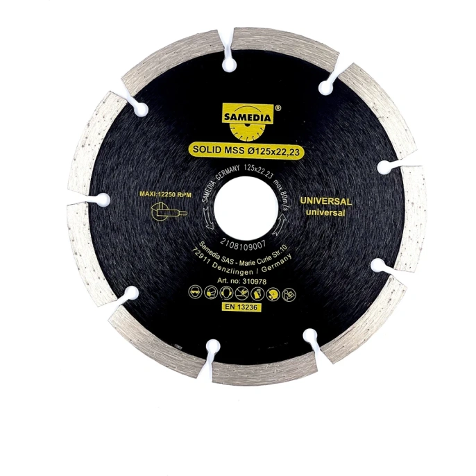 Диск алмазный универсальный SOLID MSS 125x22.23 мм, 9 сегментов SAMEDIA 310978