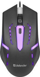 Мышь проводная Defender Hit MB-601, игровая, оптическая, USB, 1200dpi, черный [52601]