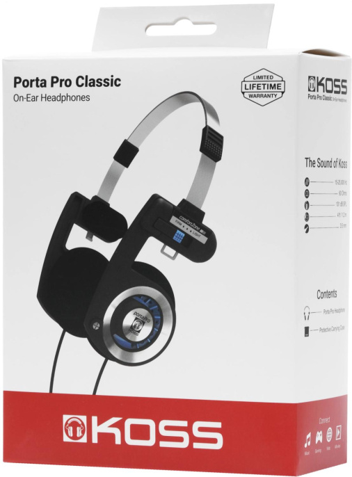 Наушники KOSS Porta Pro Classic, 3.5 мм, накладные, черный [17101035]