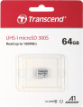 Карта памяти microSDXC UHS-I U1 Transcend 64 ГБ, 100 МБ/с, Class 10, TS64GUSD300S, 1 шт., без адаптера