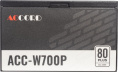 Блок питания Accord ACC-W700P, 700Вт, 80 PLUS WHITE, 120мм, черный, retail