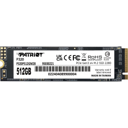 SSD накопитель Patriot P320 P320P512GM28 512ГБ, M.2 2280, PCIe 3.0 x4, NVMe, M.2