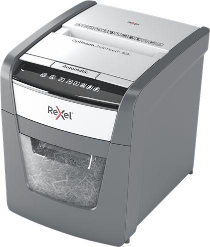 Уничтожитель бумаг Rexel Optimum AutoFeed 50X, с автоподачей, P-4, 4х28 мм, 50 лист. одновременно, 20л [2020050xeu]