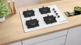 Газовая варочная панель Bosch POP7C2P30O,  4 конфорки,  закаленное стекло,  белый
