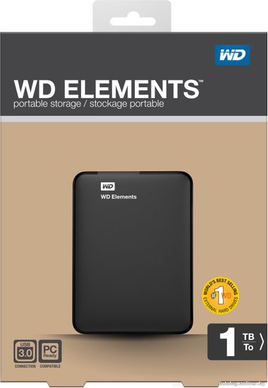 Жесткий диск WD USB3.0 1TB WDBUZG0010BBK-WESN Elements Portable 2.5" черный