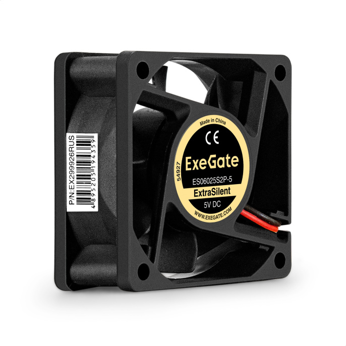 Вентилятор 5В DC ExeGate ExtraSilent ES06025S2P-5 (60x60x25 мм, Sleeve bearing (подшипник скольжения), 2pin, 2300RPM, 18dBA) EX299926RUS