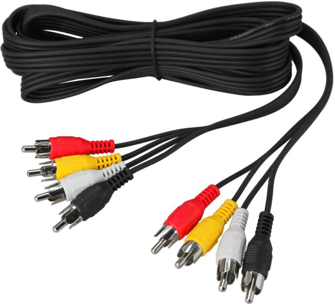 Кабель аудио-видео REXANT 17-0304,  4хRCA (m) -  4хRCA (m),  3м, черный
