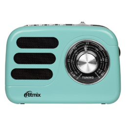 Радиоприемник Ritmix RPR-033 лазурный стационарный, AM/FM, звук 5 Вт,100 — 18 000 Гц,Емкость аккумулятора- 1 200 мА·ч
