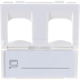 Вставка LANMASTER 45x45 на 2 кейстоуна, со шторкой, маркировкой, белая, LAN-SIP-24L-WH