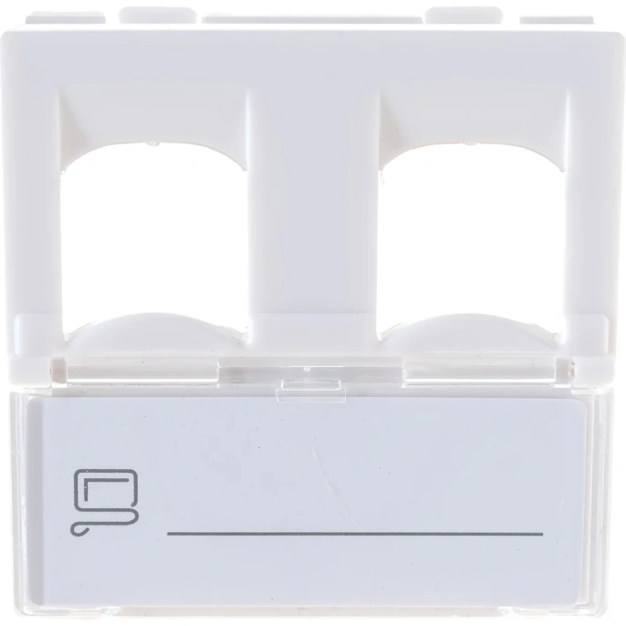 Вставка LANMASTER 45x45 на 2 кейстоуна, со шторкой, маркировкой, белая, LAN-SIP-24L-WH