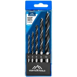 Набор сверл по дереву 5 шт, 4-10 мм vertextools 0089-5