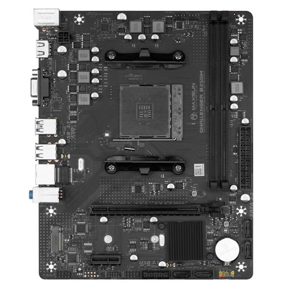 Материнская плата Maxsun MS-Challenger B450M mATX, 22x17.5 см, AMD B450, 2xDDR4 DIMM, 3200МГц, до 64GB, звук 5.1, 4xSATA3.0 6Gb/s , 1xM.2, 2xPCIe3.0x16, 1xPCIe3.0x1, 1хHDMI, 1xVGA